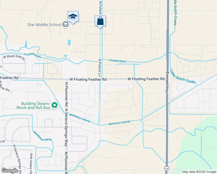 map of restaurants, bars, coffee shops, grocery stores, and more near 1497 North Pollard Lane in Star