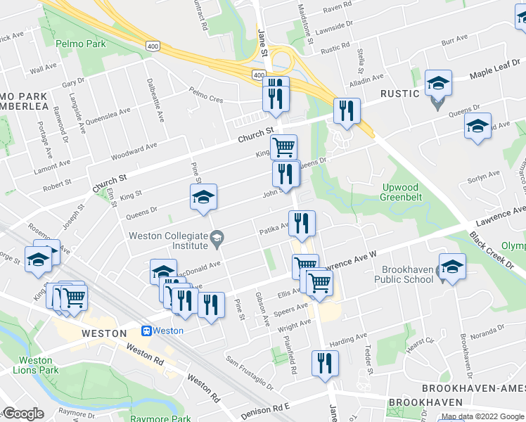 map of restaurants, bars, coffee shops, grocery stores, and more near 202 William Street in Toronto