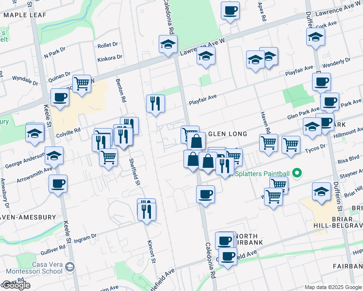 map of restaurants, bars, coffee shops, grocery stores, and more near 21 Lotherton Pathway in Toronto