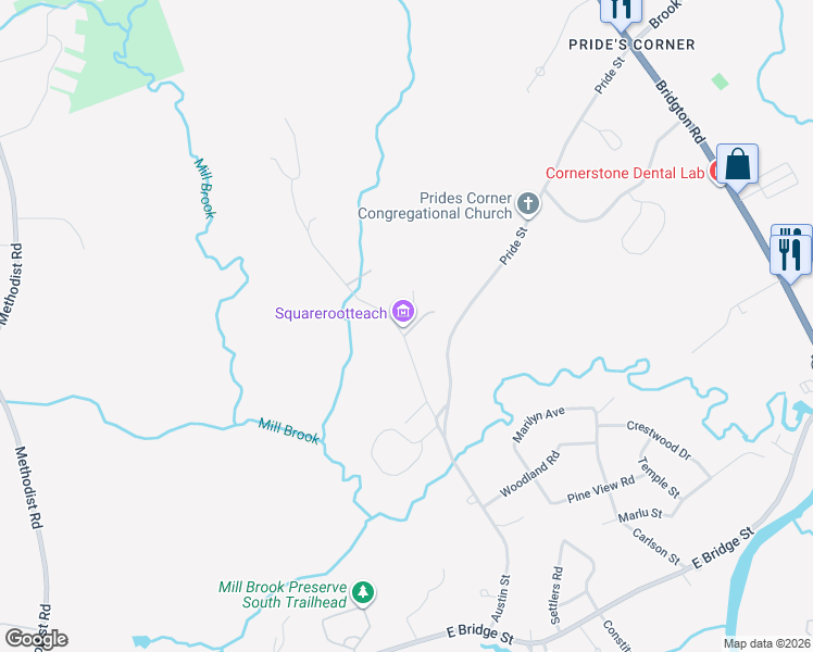 map of restaurants, bars, coffee shops, grocery stores, and more near 317 Austin Street in Westbrook