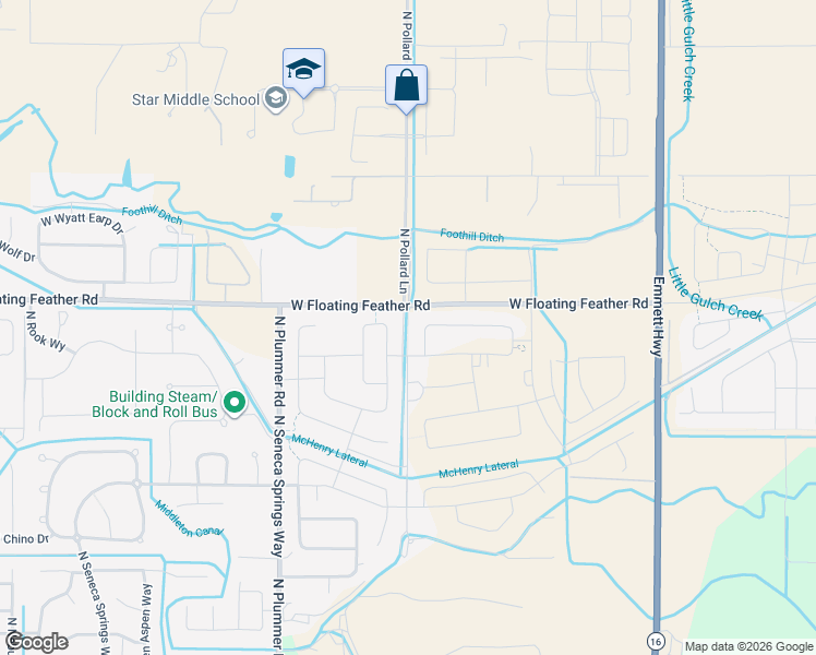 map of restaurants, bars, coffee shops, grocery stores, and more near 1497 North Pollard Lane in Star