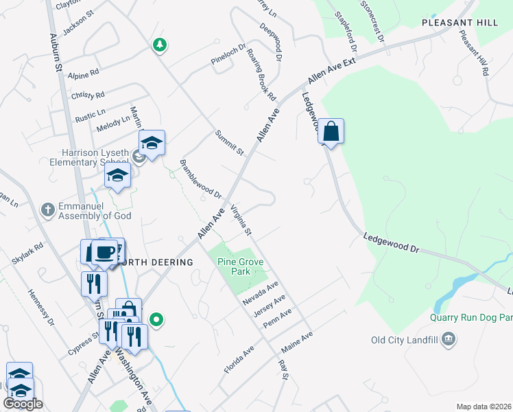 map of restaurants, bars, coffee shops, grocery stores, and more near 25 Racine Avenue in Portland