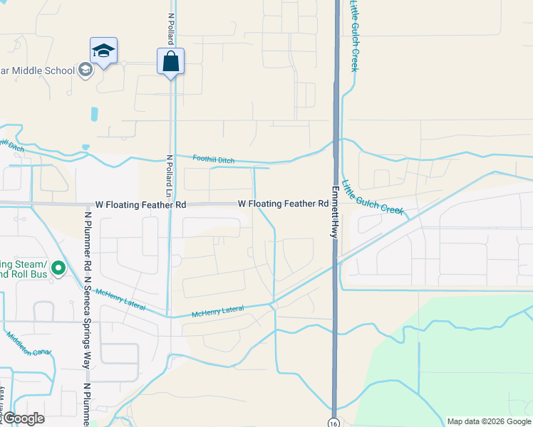 map of restaurants, bars, coffee shops, grocery stores, and more near 1460 North Pollard Lane in Star