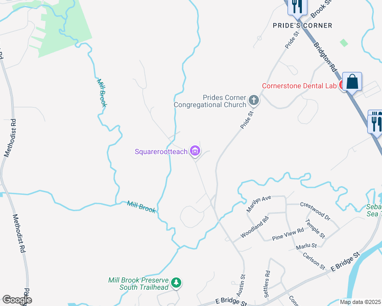 map of restaurants, bars, coffee shops, grocery stores, and more near 325 Austin Street in Westbrook