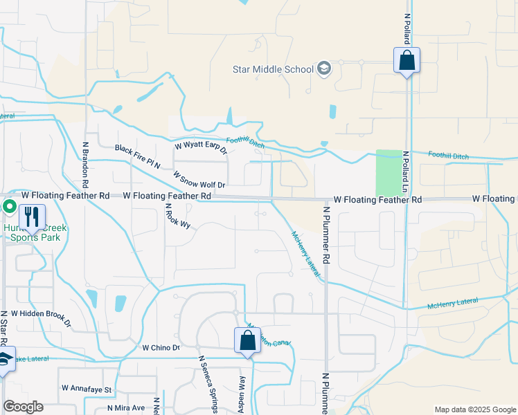 map of restaurants, bars, coffee shops, grocery stores, and more near 1475 North Hornback Avenue in Star
