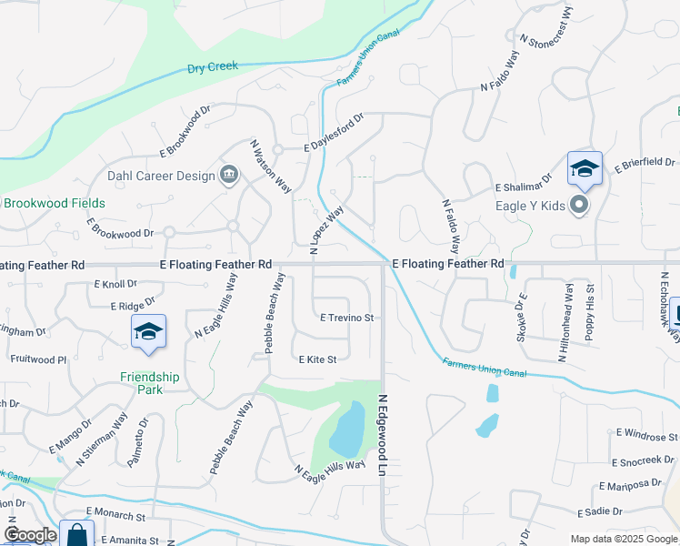 map of restaurants, bars, coffee shops, grocery stores, and more near 1092 North Player Avenue in Eagle