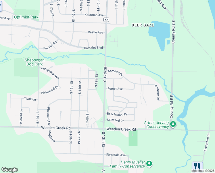 map of restaurants, bars, coffee shops, grocery stores, and more near 4209 South 12th Street in Sheboygan