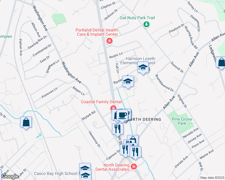 map of restaurants, bars, coffee shops, grocery stores, and more near 175 Auburn Street in Portland