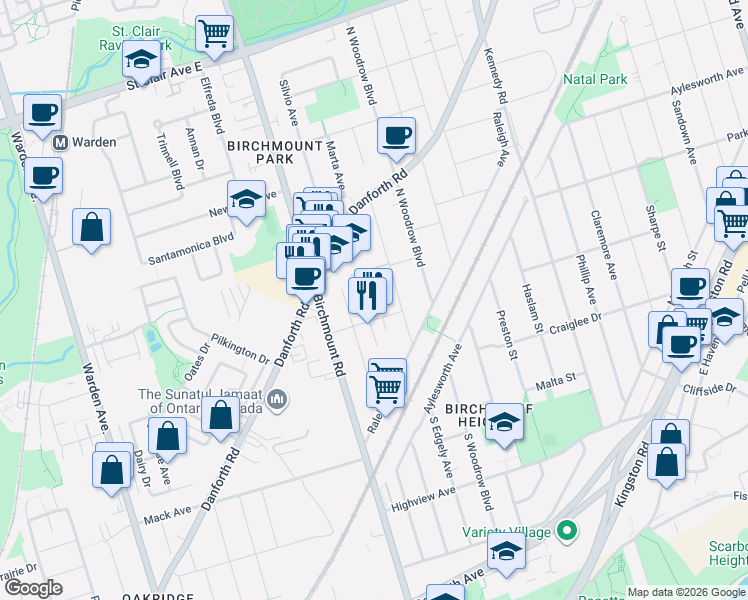map of restaurants, bars, coffee shops, grocery stores, and more near 15 Rupert Street in Toronto