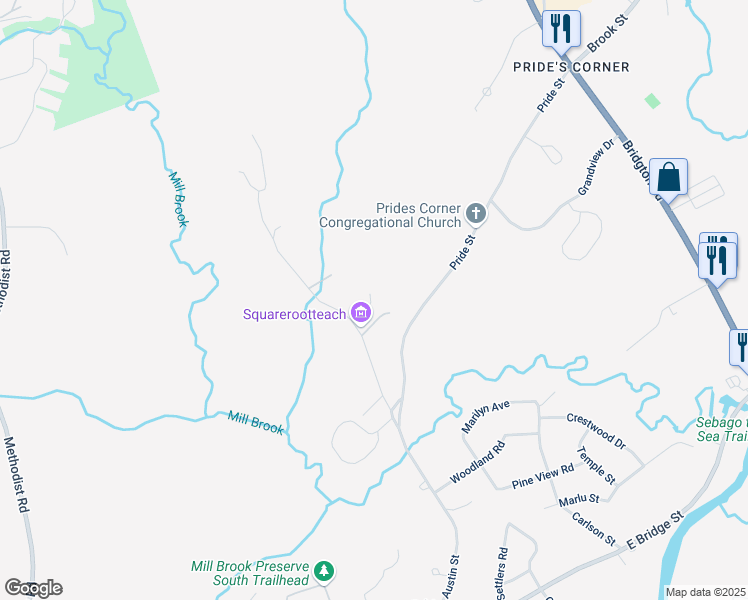 map of restaurants, bars, coffee shops, grocery stores, and more near 329 Austin Street in Westbrook