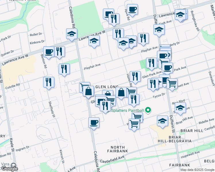 map of restaurants, bars, coffee shops, grocery stores, and more near in Toronto