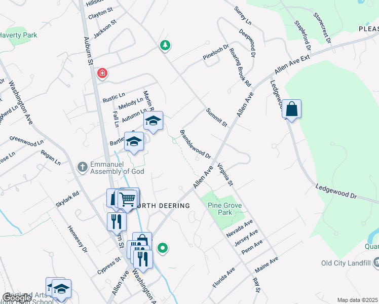 map of restaurants, bars, coffee shops, grocery stores, and more near 35 Bramblewood Drive in Portland