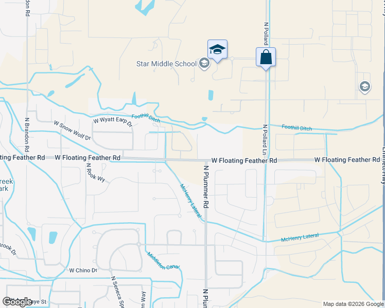 map of restaurants, bars, coffee shops, grocery stores, and more near 9670 West Floating Feather Road in Star