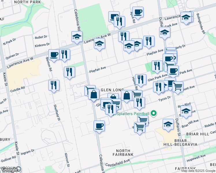 map of restaurants, bars, coffee shops, grocery stores, and more near in Toronto