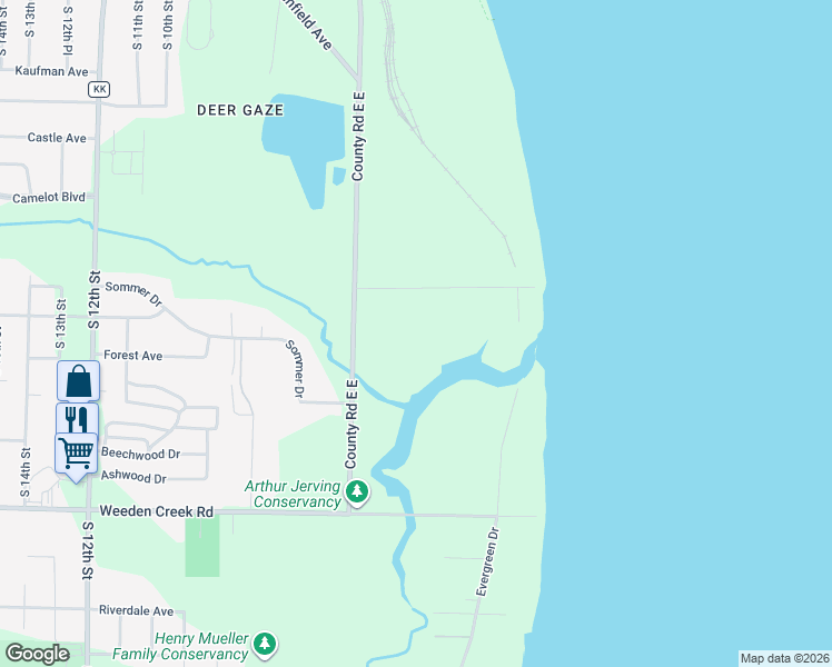 map of restaurants, bars, coffee shops, grocery stores, and more near 425 Black River Road in Sheboygan