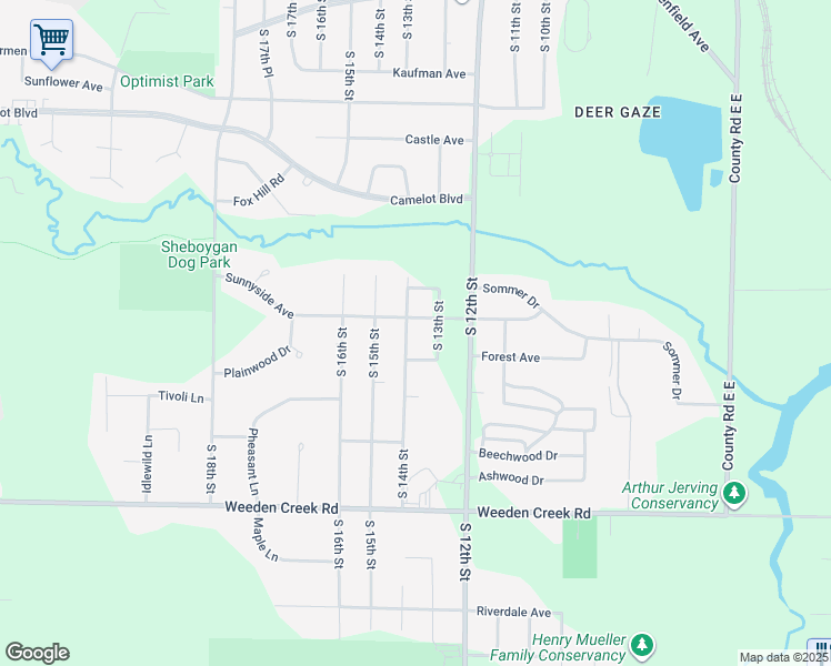 map of restaurants, bars, coffee shops, grocery stores, and more near 4212 South 14th Street in Sheboygan