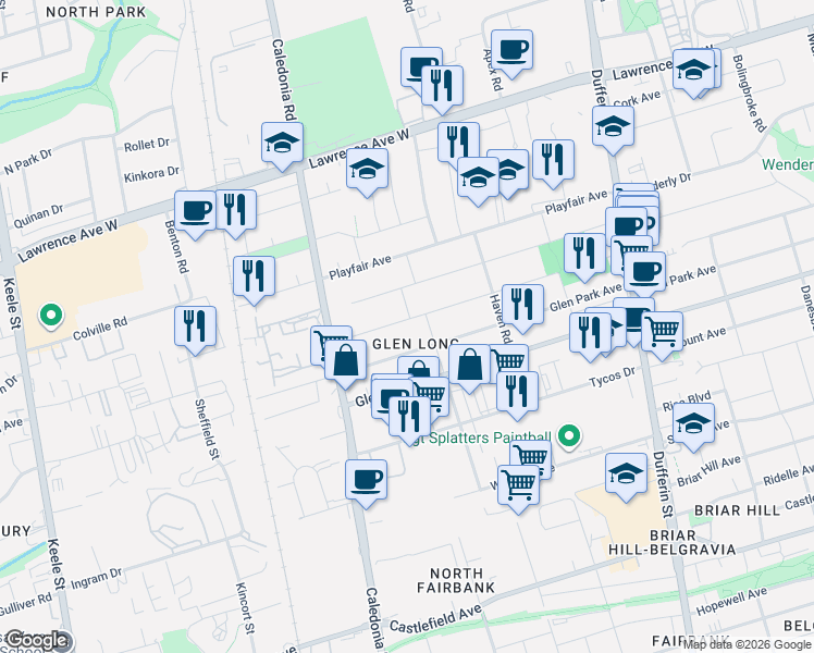 map of restaurants, bars, coffee shops, grocery stores, and more near in Toronto