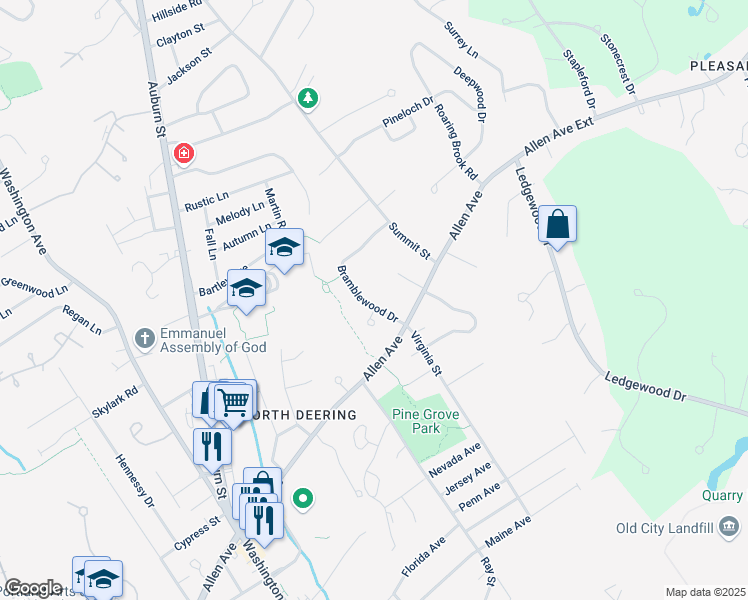 map of restaurants, bars, coffee shops, grocery stores, and more near 35 Bramblewood Drive in Portland