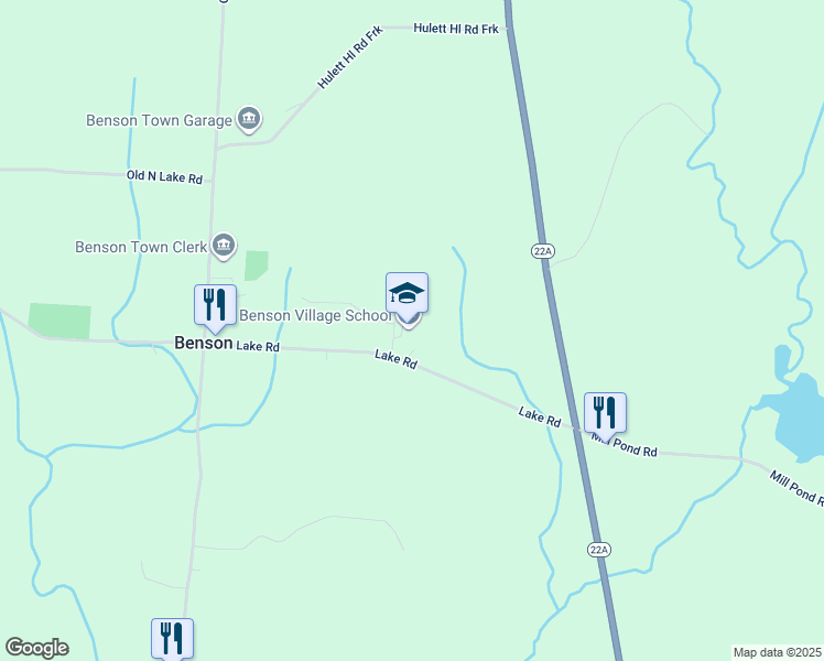 map of restaurants, bars, coffee shops, grocery stores, and more near 32 School Street in Benson