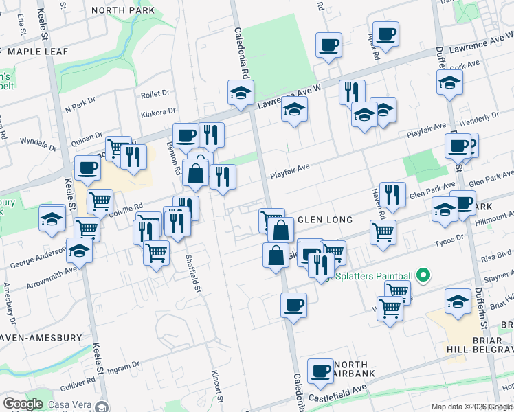 map of restaurants, bars, coffee shops, grocery stores, and more near 200 Lotherton Pathway in Toronto