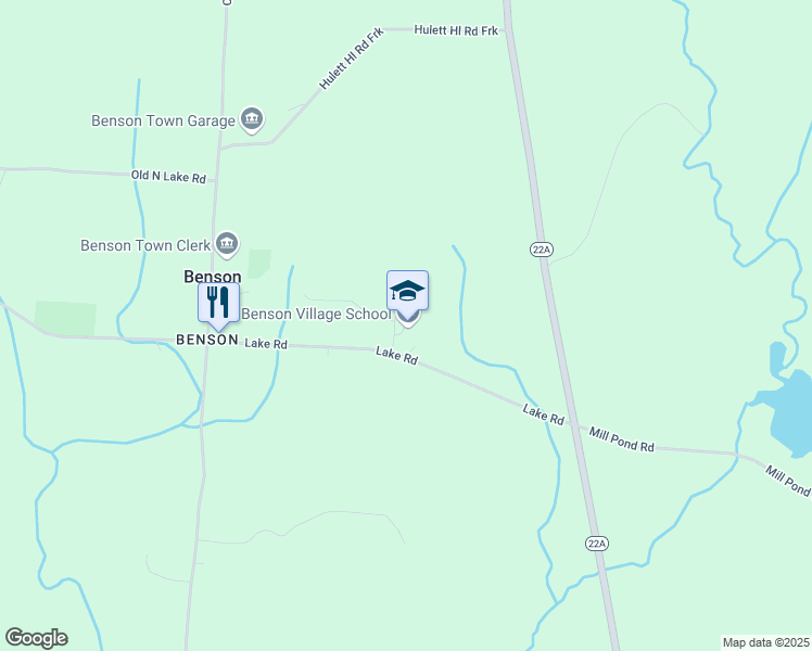 map of restaurants, bars, coffee shops, grocery stores, and more near 32 School Street in Benson