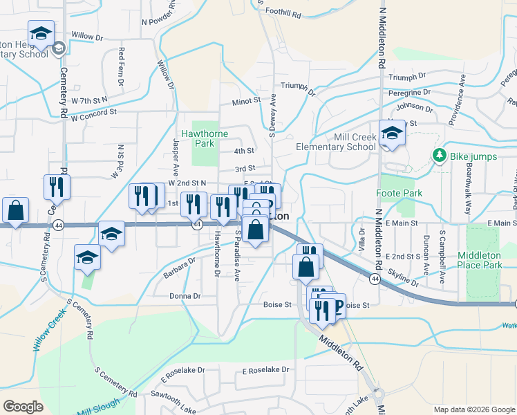 map of restaurants, bars, coffee shops, grocery stores, and more near in Middleton