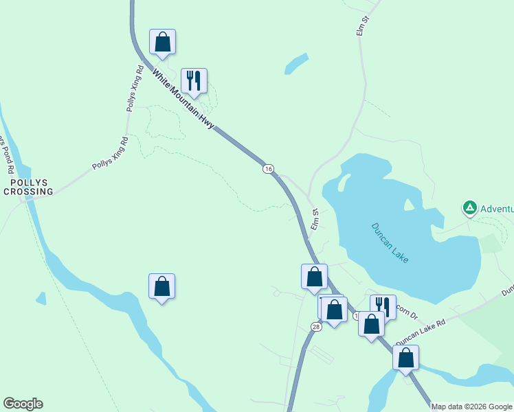 map of restaurants, bars, coffee shops, grocery stores, and more near 945 New Hampshire 16 in Ossipee