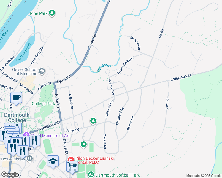 map of restaurants, bars, coffee shops, grocery stores, and more near 5 Verona Avenue in Hanover
