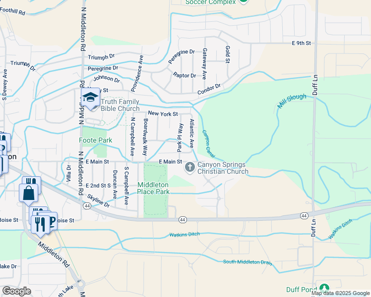 map of restaurants, bars, coffee shops, grocery stores, and more near 1425 Saint James Court in Middleton