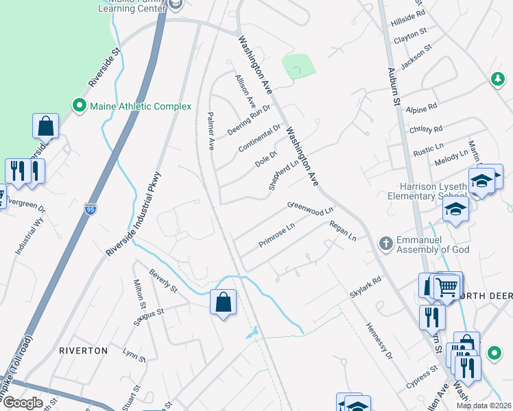 map of restaurants, bars, coffee shops, grocery stores, and more near 125 Greenwood Lane in Portland