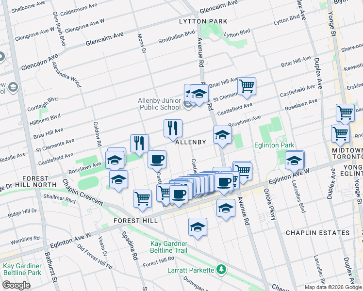 map of restaurants, bars, coffee shops, grocery stores, and more near 81 Shields Avenue in Toronto
