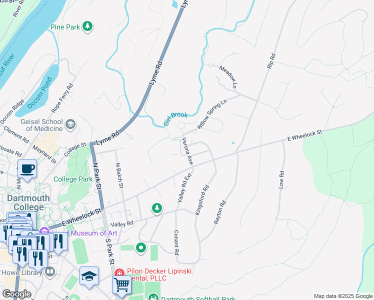 map of restaurants, bars, coffee shops, grocery stores, and more near 5 Verona Avenue in Hanover