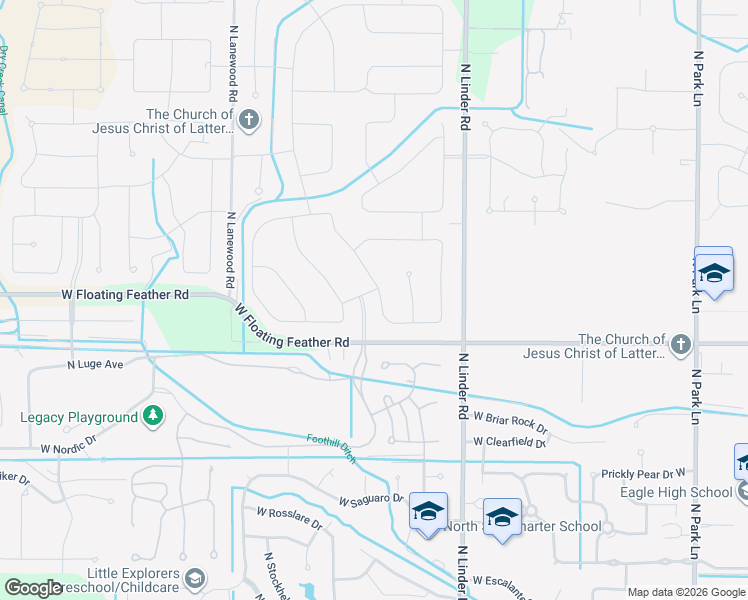 map of restaurants, bars, coffee shops, grocery stores, and more near 1716 North Tullshire Way in Eagle