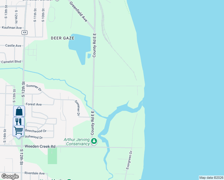 map of restaurants, bars, coffee shops, grocery stores, and more near 425 Black River Road in Sheboygan