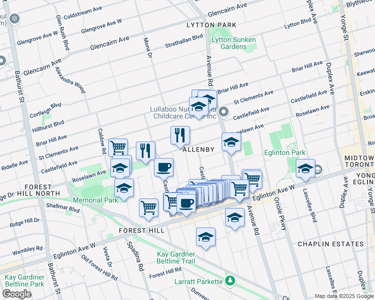 map of restaurants, bars, coffee shops, grocery stores, and more near 89 Shields Avenue in Toronto