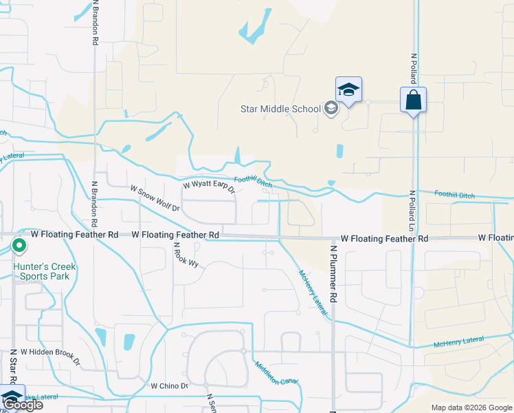 map of restaurants, bars, coffee shops, grocery stores, and more near 1875 North Hornback Avenue in Star