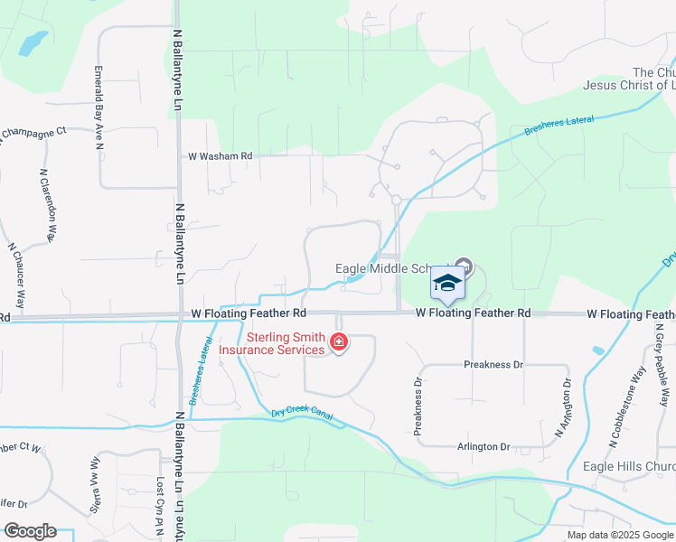 map of restaurants, bars, coffee shops, grocery stores, and more near 1400 West Floating Feather Road in Eagle