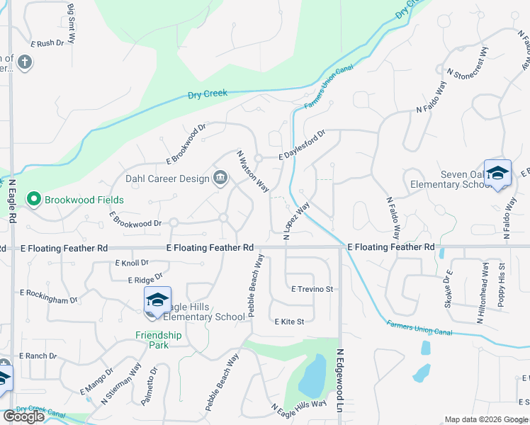 map of restaurants, bars, coffee shops, grocery stores, and more near 1471 North Watson Way in Eagle