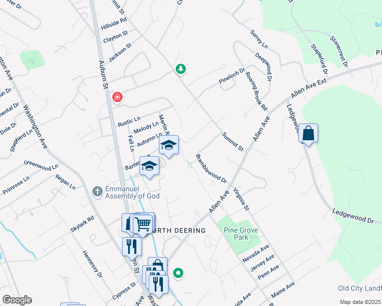 map of restaurants, bars, coffee shops, grocery stores, and more near 92 Bramblewood Drive in Portland