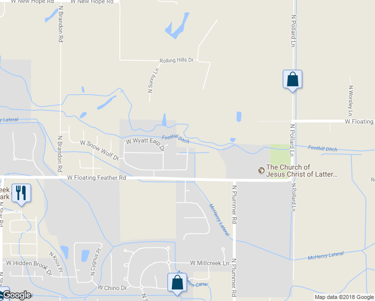 map of restaurants, bars, coffee shops, grocery stores, and more near 1875 North Hornback Avenue in Star