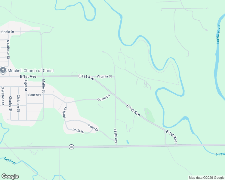 map of restaurants, bars, coffee shops, grocery stores, and more near 2440 East 1st Avenue in Mitchell