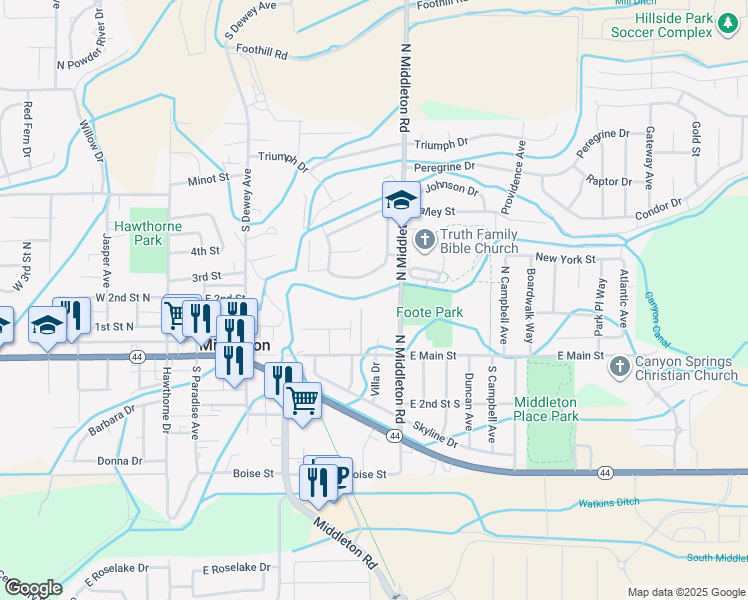 map of restaurants, bars, coffee shops, grocery stores, and more near 567 Mountain Loop Street in Middleton