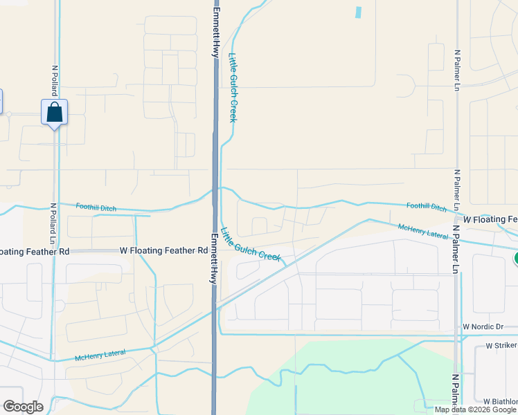 map of restaurants, bars, coffee shops, grocery stores, and more near 8075 West Floating Feather Road in Eagle
