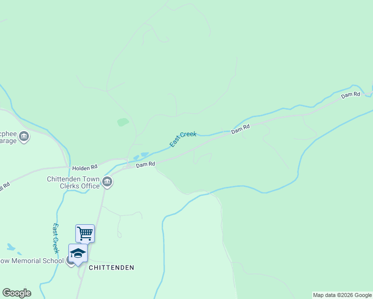 map of restaurants, bars, coffee shops, grocery stores, and more near 35 Dam Road in Chittenden