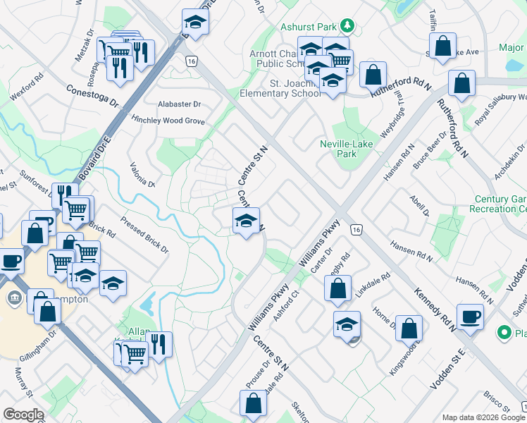 map of restaurants, bars, coffee shops, grocery stores, and more near 77 Blackthorn Lane in Brampton