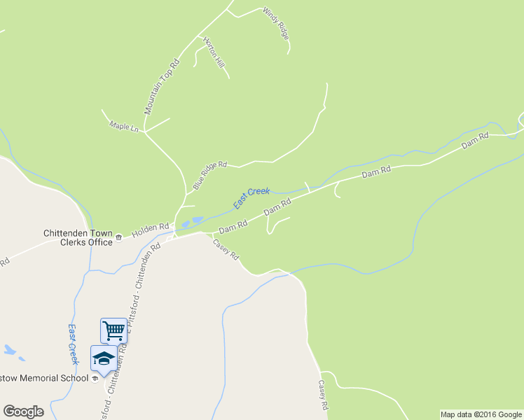 map of restaurants, bars, coffee shops, grocery stores, and more near 35 Dam Road in Chittenden