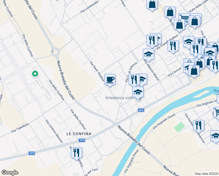 map of restaurants, bars, coffee shops, grocery stores, and more near 2 Via Renato Fucini in Santa Croce sull'Arno