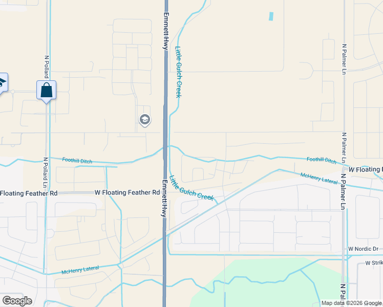 map of restaurants, bars, coffee shops, grocery stores, and more near 8075 West Floating Feather Road in Eagle