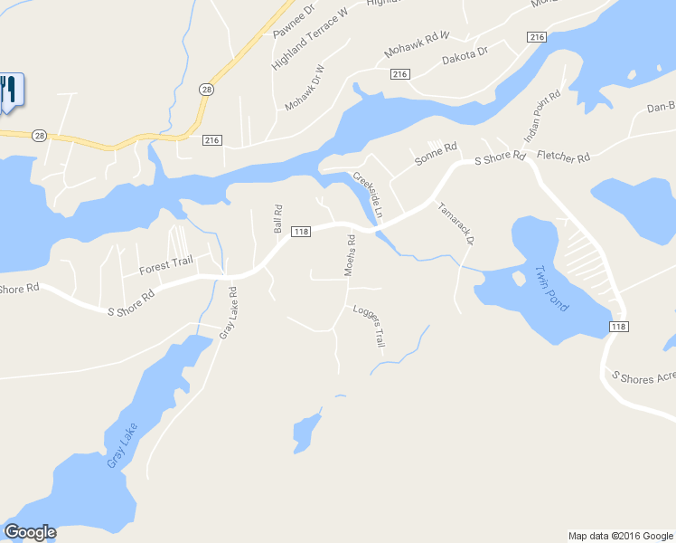 map of restaurants, bars, coffee shops, grocery stores, and more near 106 Deer Run Road in Old Forge