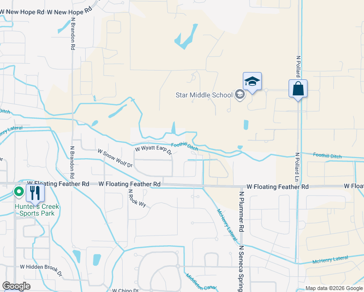 map of restaurants, bars, coffee shops, grocery stores, and more near 1875 North Hornback Avenue in Star